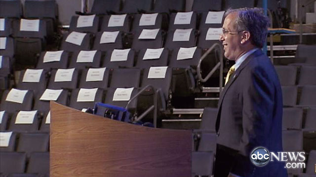 PHOTO: Top Obama bundler Steve Spinner, who was at the center of the federal loan to Solyndra, got a VIP tour of the Democratic National Convention floor in Charlotte and posed at the podium.