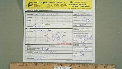 PHOTO: Atta's Western Union money transfer slip.