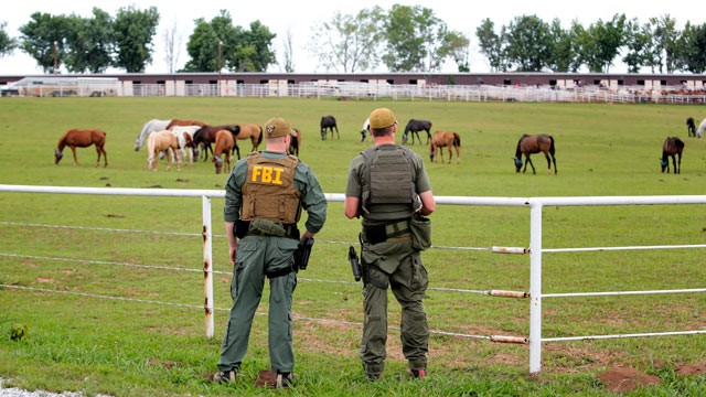 PHOTO: Federal agents raided a sprawling ranch in Lexington, Okla. and a prominent quarter horse track in New Mexico, June 12, 2012.