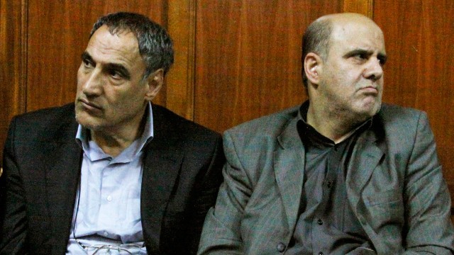 PHOTO: Iranian nationals Sayed Mansour Mousavi, left, and Ahmad Abolfathi Mohammad, right, are seen in this June 27, 2012 file photo in the Nairobi magistrates court in Nairobi, Kenya.