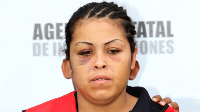 PHOTO: In this photo taken Monday, May 7, 2012, Maria Jimenez, nicknamed "La Tosca," or "the rough one" is presented to the media in Monterrey, Mexico.