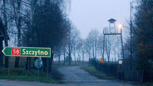 PHOTO: In this Dec. 16, 2005 file photo a watch tower overlooks the area near the Polish intelligence school just outside of Stare Kiejkuty, Poland.