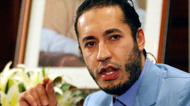 PHOTO: Al-Saadi Gadhafi, the son of Moammar Gadhafi, answers a question during a press conference, Sydney, Australia, Feb. 7, 2005.