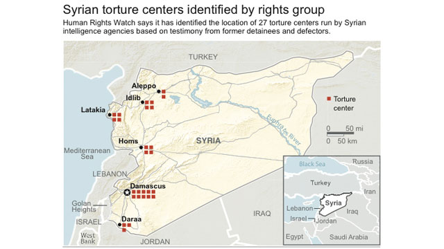PHOTO: Locates 27 torture sites identified by Human Rights Watch.