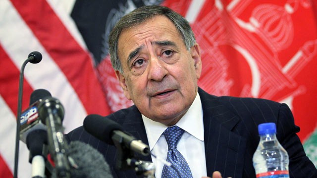PHOTO: U.S. Secretary of Defense Leon Panetta holds a press conference at the Kabul airport, March 15, 2012 in Kabul, Afghanistan.
