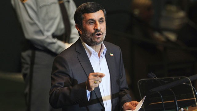PHOTO: Iranian President Mahmoud Ahmadinejad addresses the 66th General Assembly Session at the United Nations, New York City, Sept. 22, 2011.