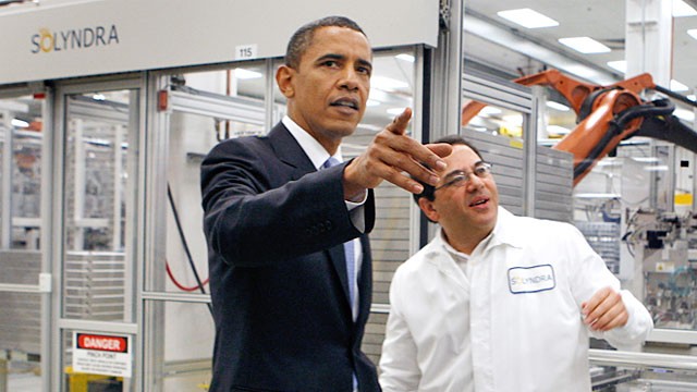 President Barack Obama tours the Solyndra solar panel company with ...