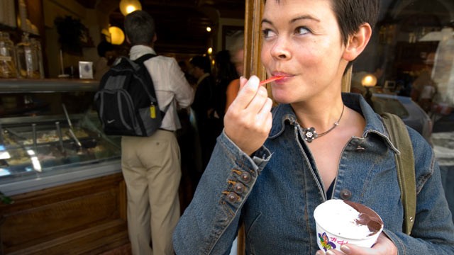 PHOTO: A woman enjoys her gelato.
