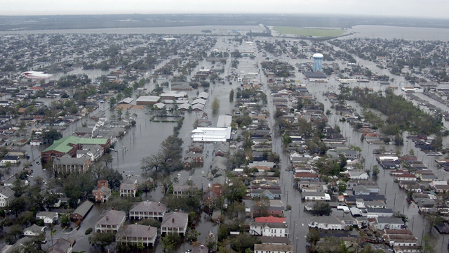PHOTO: Flooded neighborhoods can be seen as the Coast Guard conducts initial Hurricane Katrina damage assessment overflights August 29, 2005, in New Orleans, Aug. 29, 2005.