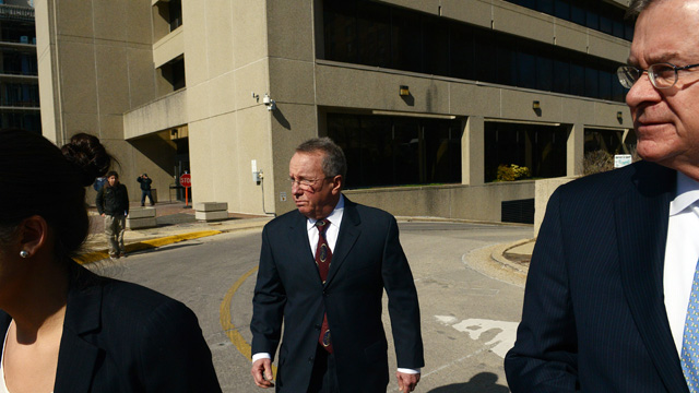 PHOTO: Former local swim coach Rick Curl, 63, center, leaves the Montgomery County Circuit Court after entering a guilty plea for child sexual abuse for a relationship, starting in 1983, with a swimmer he was coaching.