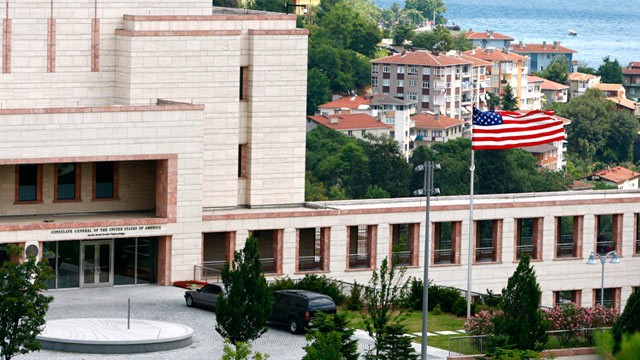 PHOTO: A flag flies outside the U.S consulate in Istanbul, Turkey, July 9, 2008.