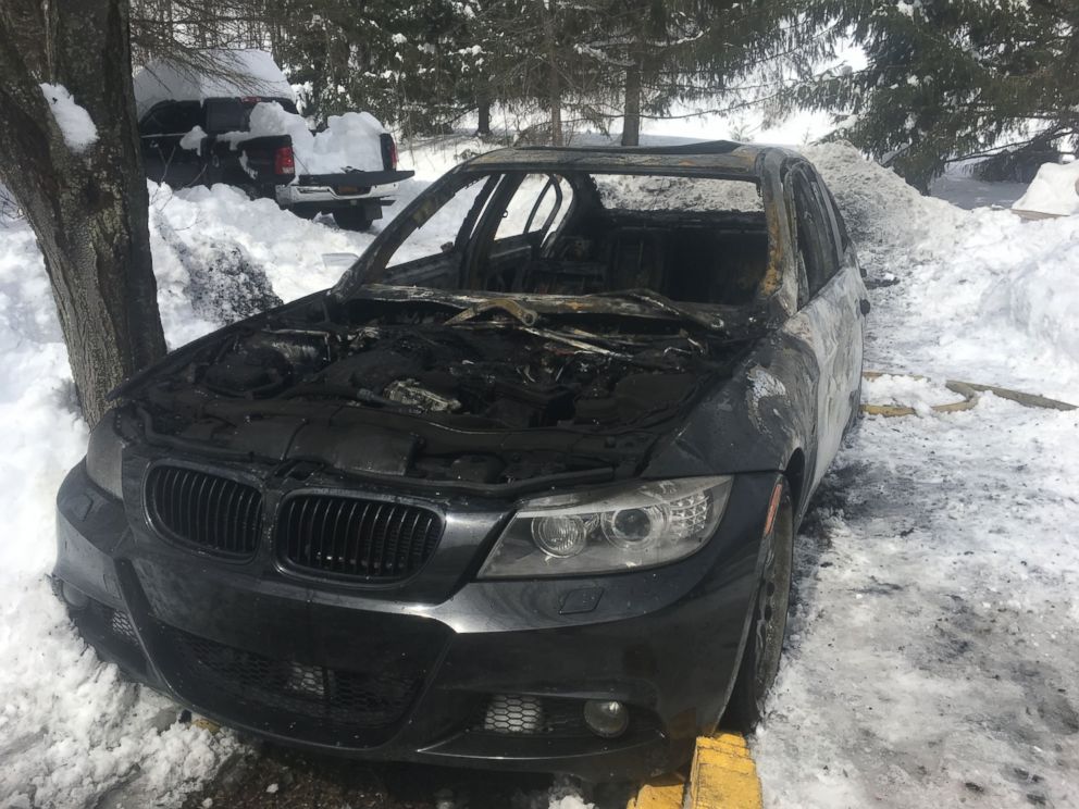 PHOTO: Oscar and Sarah Day lost their 2011 BMW 3-series when it ignited in their driveway. They said that they had not driven the car since the night before.