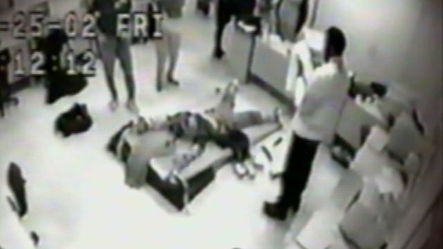 PHOTO: As seen in this image from a video, high-school student Andre McCollins was restrained face-down on a board before being shocked 31 times using skin shock therapy at the Judge Rotenberg Center in Massachusetts.