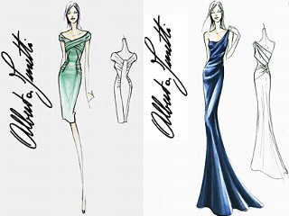 PHOTO: Ceremony, left, and evening designer dresses by Alberta Ferretti.