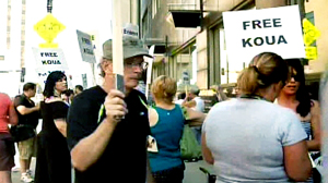 Protestors outside prosecutors offices in St. Paul, Minnesota on Monday afternoon demanded that Koua Fong Lee be set free. Lee is serving eight years in state prison for a collision in which his Toyota Camry killed three people.