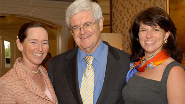 PHOTO: Republican Presidential candidate Newt Gingrich is seen with his daughters, Kathy Lubbers, left, and Jackie Cushman, right, in this undated file photo.