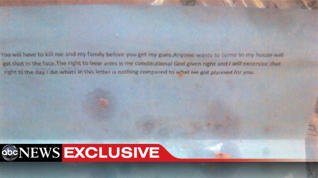 PHOTO: ABC News obtained images of one of the threatening, possibly ricin-laced letters sent to New York Mayor Michael Bloomberg.