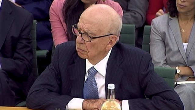 VIDEO: Rupert Murdoch and James Murdoch testify to Parliament about hacking scandal.