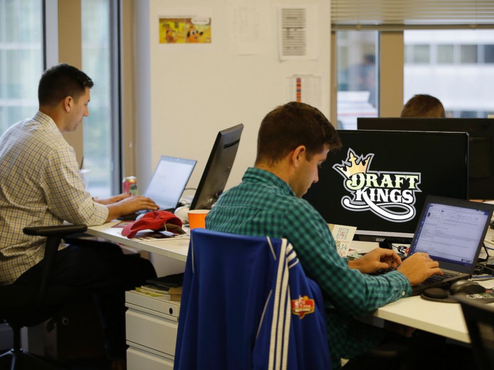 PHOTO:Bear Duker, a marketing manager for strategic partnerships at DraftKings, a daily fantasy sports company, works at his computer in Boston, Sept.9, 2015.