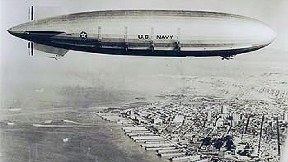 PHOTO: The USS Macon is seen flying over the city of San Francisco in the early 1930s.