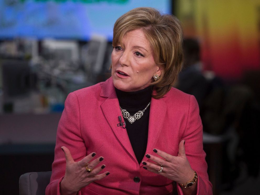 PHOTO: Sherilyn McCoy, chief executive officer of Avon Products Inc., speaks during a Bloomberg Television interview on March 6, 2015 in New York City.