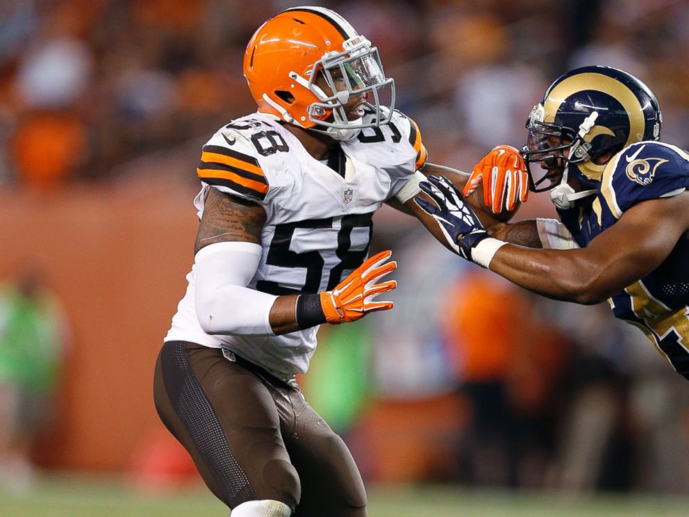 PHOTO: Christian Kirksey, #58 of the Cleveland Browns, in action during an NFL preseason game against the St. Louis Rams at FirstEnergy Stadium, Aug. 23, 2014, in Cleveland.