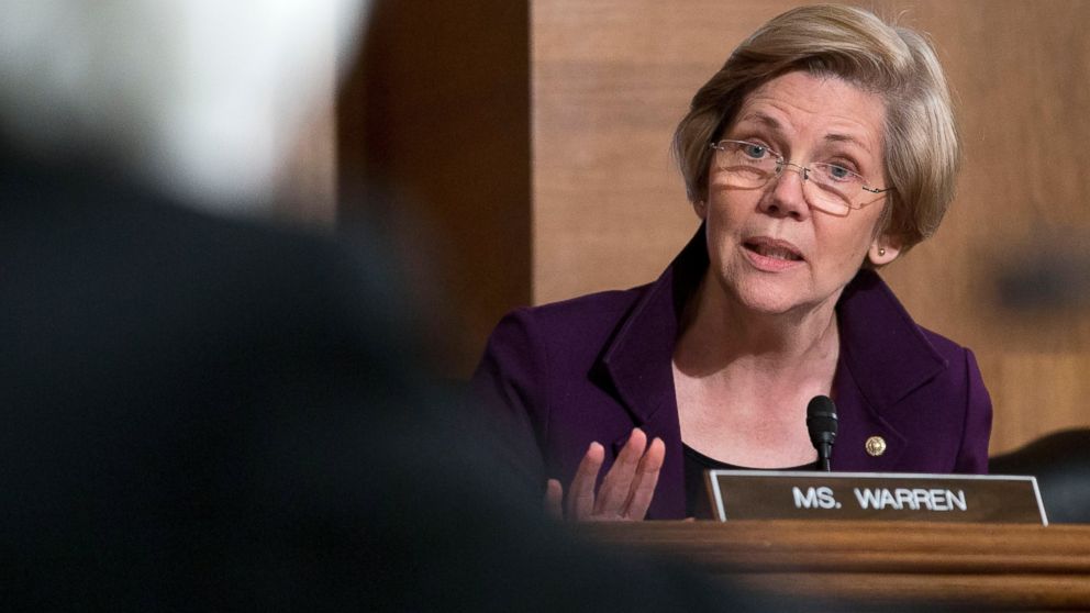PHOTO: In this file photo, Sen. Elizabeth Warren questions Janet Yellen, chair of the U.S. Federal Reserve, during a Senate Banking Committee hearing in Washington, Feb. 27, 2014.