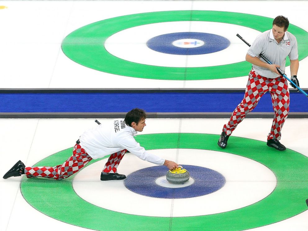 Thomas Ulsrud of Norway slides a stone down the ice during the Curling Mens Gold medal game between Canada and Norway on day 16 of the Vancouver 2010 Winter Olympics at the Vancouver Olympic Centre, Feb. 27, 2010 in Vancouver, Canada.