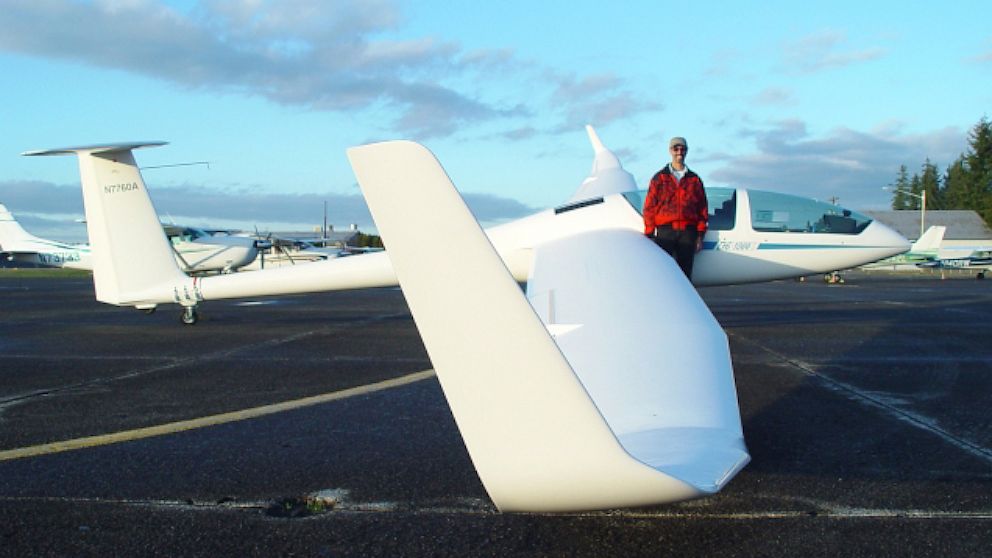 PHOTO: Mr. Lynn Weller with his glider.