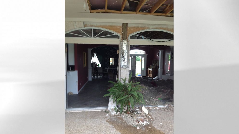PHOTO: The home of Tommy Muska, mayor of West, Texas, including his back French doors, pictured, were damaged by the blast from a fertilizer plant on April 17, 2013.