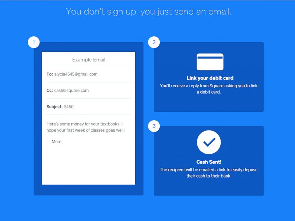 PHOTO: The Square Cash website, a service that allows users to send money via email.