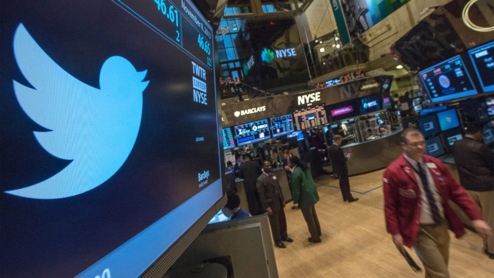 PHOTO: The Twitter logo is displayed on the floor of the New York Stock Exchange, Nov. 8, 2013.