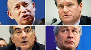 PHOTO Clockwise from top left: Lloyd C. Blankfein, Brian Moynihan, James Dimon, and John Mack are shown in these file photos.