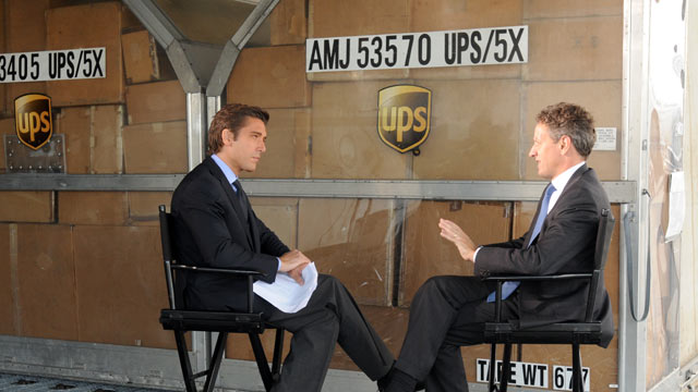PHOTO: Treasury Secretary Timothy Geithner is interviewed by ABC News David Muir