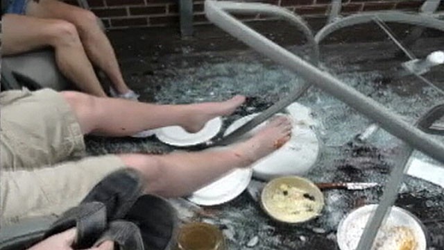 PHOTO: A glass table explodes during a family meal in this file photo.