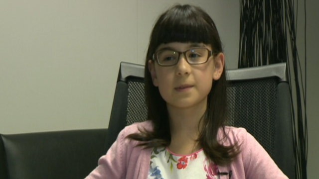 PHOTO: Hannah Robertson, 9, flew in with her mom from Kelowna, British Columbia, to attend McDonalds annual shareholder meeting Thursday in Oak Brook, Ill., the companys headquarters.