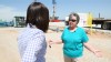 PHOTO: Susan Croft of Anthony, Kan., stands in front of the oil well being drilled on part of her 3,000 acres of farmland.