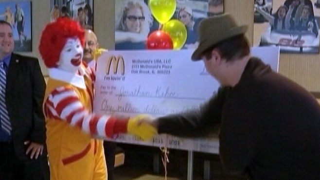 VIDEO: Jonathan Kehoes trip to McDonalds comes with a grand prize win.
