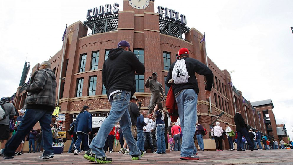 PHOTO: Colorado Rockies fans outside Coors Field