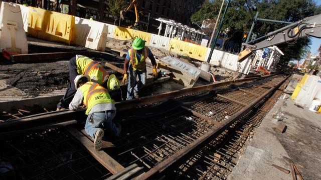 PHOTO: Streetcar track laying