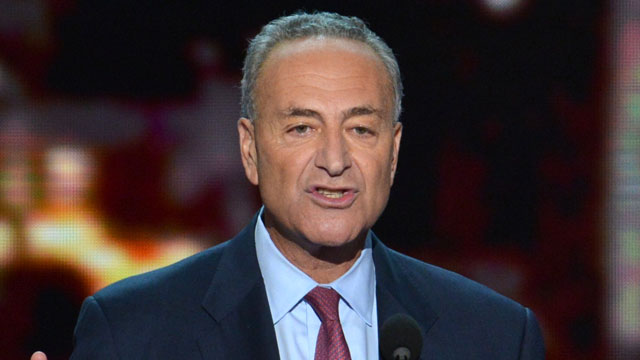 PHOTO: Charles E. Schumer speaks at the Time Warner Cable Arena in Charlotte, North Carolina, on September 5, 2012 on the second day of the Democratic National Convention (DNC).
