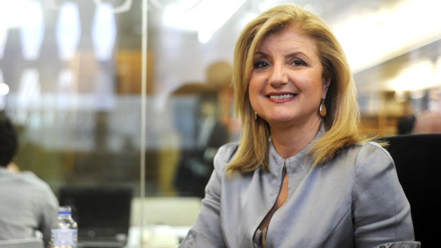 PHOTO: Arianna Huffington, president and editor-in-chief of the Huffington Post Media Group poses, June 6, 2012 during an interview at the Huffington Post office in Madrid.
