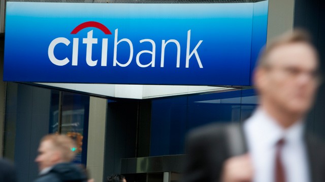PHOTO: Pedestrians in front of Citibank branch