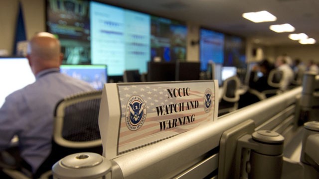 PHOTO: Analyists at the National Cybersecurity & Communications Integration Center (NCCIC) at their headquarters in Arlington, VA.