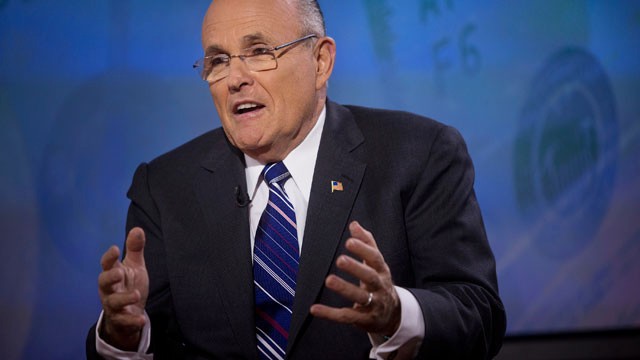 PHOTO: Rudy Giuliani, former mayor of New York, speaks during a Bloomberg Television interview in New York, on March, 6, 2013.
