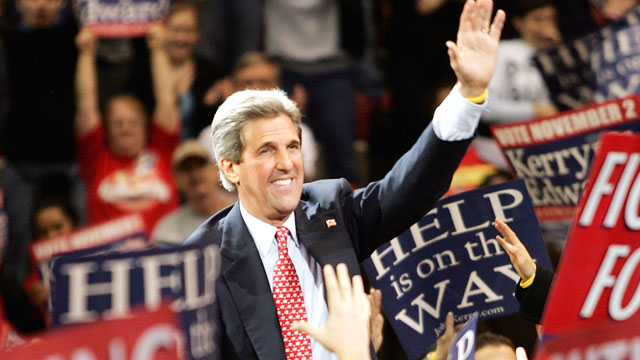 PHOTO: Democratic presidential candidate Senator John Kerry (D-MA) attends a rally November 1, 2004 in Detroit, Michigan.