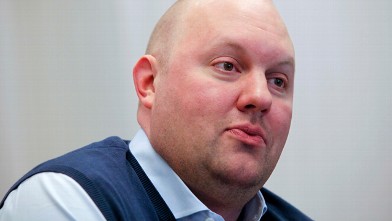 PHOTO: Marc Andreessen, chairman and co-founder of Ning Inc., speaks during an interview in San Francisco, Calif., on Feb. 24, 2011.