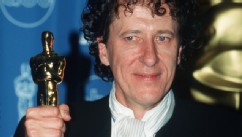 PHOTO: Geoffrey Rush holds his award for Best Performance By An Actor In A Leading Role for the film "Shine" backstage at the 69th Annual Academy Awards ceremony March 24, 1997 in Los Angeles, CA.