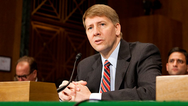 PHOTO: Richard Cordray, President Barack Obamas choice to run the U.S. Consumer Financial Protection Bureau, testifies at his nomination hearing before the Senate Banking Committee in Washington, D.C. in this Sept. 6, 2011 file photo.