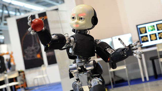 PHOTO: A humanoid robot is displayed at 2012 Robotica Humanoid and service Robots Expo At Milan Fair Center on Nov. 8, 2012, in Milan, Italy.